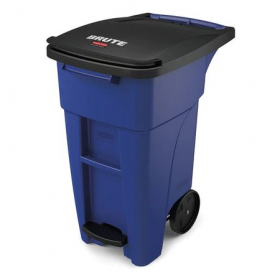 32 gal. hdpe rectangular trash can, blue