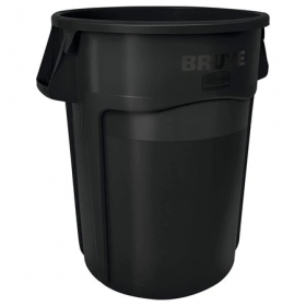 Plastic trash can with lid dolly - 55 gallon black