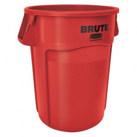 Plastic trash can with lid dolly - 44 gallon red