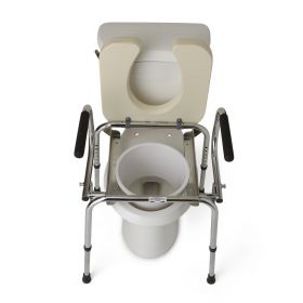Padded Drop-Arm Commode, 350 lb. Weight Capacity