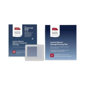 Comfort Release Adhesive Transparent Wound Dressing, 4" x 4.75" with Hydrogel Pad, 4" x 4", 5 Pads / bx, and 20 Alcohol Prep Pads / bx