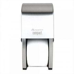 Compact 2-Roll Vertical High-Capacity Toilet Paper Dispenser, Stainless Steel