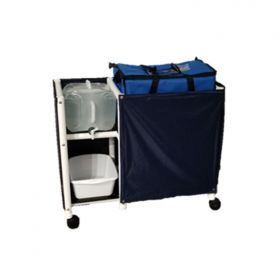 Patented Infection Control Hydration Cart with Collapsible Ice Chest and Collapsible 5 Gallon Water Jug, Ice Scoop and Scoop Bag, Nylon Skirt
