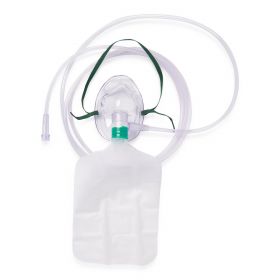 Oxygen Masks with Standard Connector, Total Non-Rebreather, Reservoir Bag, Safety Vent, Check Valve, Pediatric, 7' Tubing