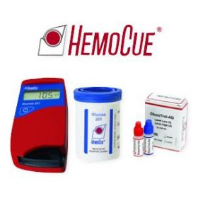 HemoCue 201 Glucose Promo Kit with Analyzer (mg / dL),3 Boxes of Glucose 201 Microcuvettes, 100/Box and Eurotrol Glucose Control Solution, 1 Vial Each of High and Low