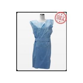 Patient Exam Gowns with Sewn Shoulder, 56" x 43", Blue, Standard
