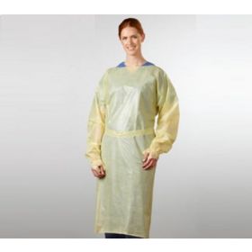 Full-Coverage Isolation Gown, Long Sleeve, Open Back, Elastic Wrists, Waist Tie, Poly Coating, Nonsterile, One Size Fits Most