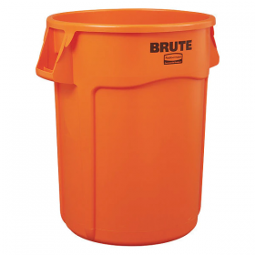 32 gal. plastic round trash can, orange