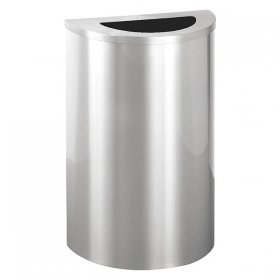 14 gal. aluminum half-round trash can, silver
