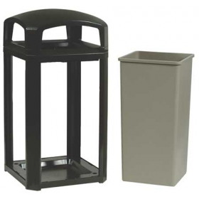 50 gal. polycarbonate square trash can, black