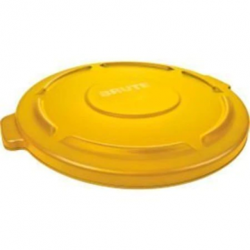 Brute174; flat lid for 44 gallon round trash container, yellow - fg264560yel