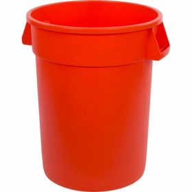 Plastic trash can with lid dolly - 32 gallon bright orange