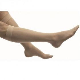 Relief Knee High Compression Stocking with Band and Closed Toe Beige Size L
