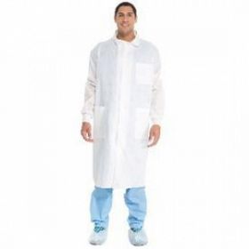 Universal Precautions Lab Coat, 3-Layer, White, Size L