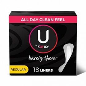 U by Kotex Barely There Thin Panty Liners, Light Absorbency, Regular Length, Unscented