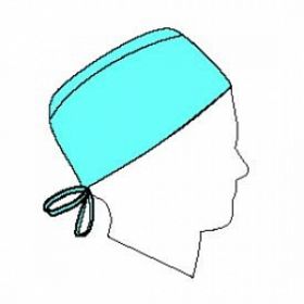 Three Layer Surgical Cap, Universal, Tie Back, Blue