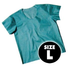 Disposable 3-Layer SMS Round-Neck, Scrub Shirt, Blue, Size L