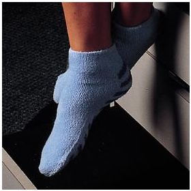 Terry Cloth Patient Slippers with Traction Soles, Blue, One Size Fits Most