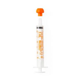NeoMed Oral / Enteral Syringe with Oral Tip, Non-ENFit, Sterile, Orange, 3 mL