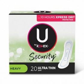 U By Kotex Security Ultra Thin Pads, Heavy Absorbency, 20 Count