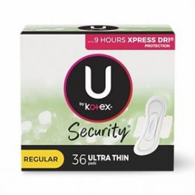 U By Kotex Security Ultra Thin Pads With Wings, Regular Absorbency, 36 Count