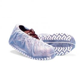 Water-Resistant Polyethylene Shoe Cover, Heavy Duty, Blue, Size L