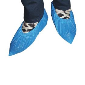 Water-Resistant Polyethylene Shoe Cover, Blue, Size XL