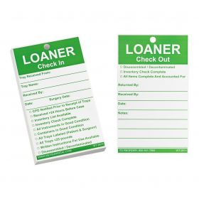 Write-On Tags Set, 3" x 5", Light Green, Loaner Check-In / Out
