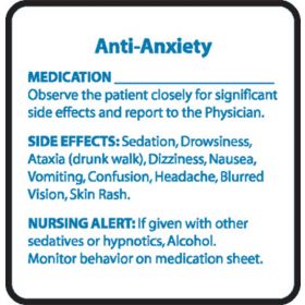 Chemical Restraint Drug Label - Anti-Anxiety