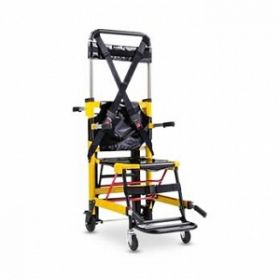Emergency Evacuation Track Stair Chair with 4 Wheels, Manual, Footrest, Yellow
