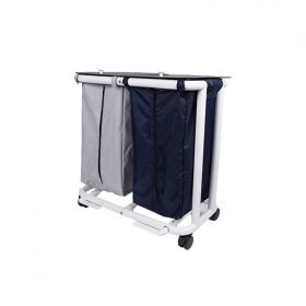 Patented Infection Control Large Double Hamper with Zipper Opening Bag and Foot Pedal