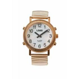 Talking Watch White face gold tone expansion band
