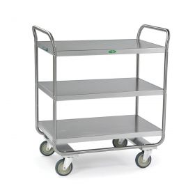 Medium-Duty Stainless-Steel Utility Cart, 500 lb., 3 Shelves, 22" x 36" x 40-5/8"