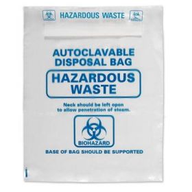 Biohazard Waste Bag, Autoclavable, Clear / Red, 12-14 gal., 1.8 mil, 25" x 30"