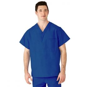 AngelStat Unisex Reversible V-Neck Scrub Top with 2 Pockets, Sapphire, Size M, Angelica Color Code