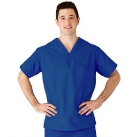 AngelStat Unisex Reversible V-Neck Scrub Top with 2 Pockets, Sapphire, Size S, Angelica Color Code
