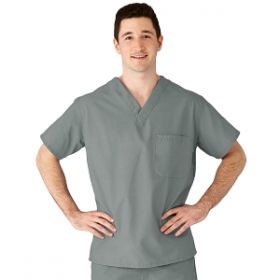 AngelStat Unisex Reversible V-Neck Scrub Top with 2 Pockets, Misty, Size XS, Angelica Color Code