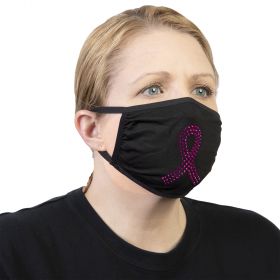 Celeste Stein Ear Loop Mask Black with Bling-Pink Ribbon