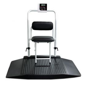 Digital Wheelchair Scale with 2 Ramps, Handrail and Fold-Away Seat, Weight Capacity of 1, 000 lb. (454 kg)