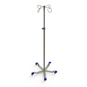 Hand-Operated Height-Adjustable IV Pole with 4 Hooks and 5 Legs