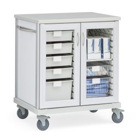 Roam 2 Counter-Height General Storage Cart with Glass Doors, White, 40.75" W x 28.75" D x 44.25" H