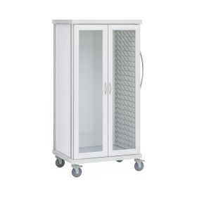 Roam 2 Supply Cart with Glass Doors, No Center Column, White, 40.75" W x 28.75" D x 75.25" H
