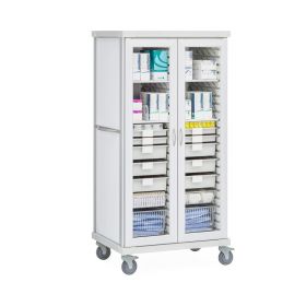 Roam 2 ENT or Neuro Cart with Glass Doors, White, 40.75" W x 28.75" D x 75.25" H
