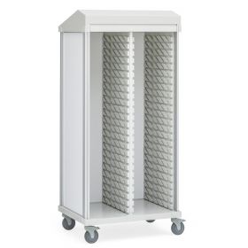 Roam 2 Supply Cart with Roll-Top Door and Center Column, White, 40.75" W x 28.75" D x 81" H