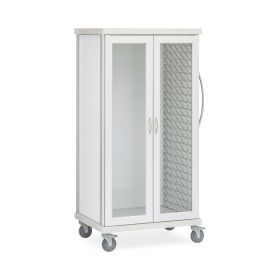 Roam 2 Tall Supply Cart with Glass Doors, No Center Column, White, 40.75" W x 28.75" D x 80.5" H