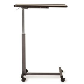 Economy Overbed Table, Walnut Top, Silver Hammertone Base