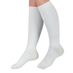 CURAD Knee-High Cushioned Compression Hosiery with 15-20 mmHg, White, Size B, Regular Length