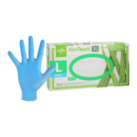 Gloves exam aloetouch 3g powder-free vinyl large green 100/bx, 10 bx/ca, mds195176bx