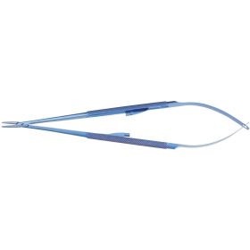 7-1/4"(18.4 cm) Curved Locking Titanium Precise Touch Jacobson Micro Needle Holder with Round Handle