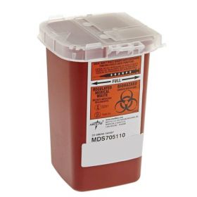 Phlebotomy Sharps Container, Red, 1 qt., with Dual Opening Lid